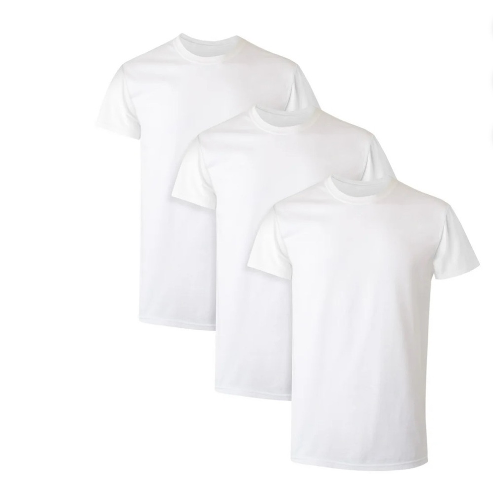 NWT Hanes Men's White Crew T-Shirt Undershirts, 3 Pack
